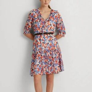 Lauren Ralph Lauren Floral Midi Dress - Red, Blue, White